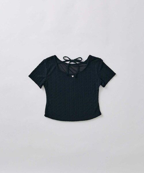 Belle Charme(ベルシャルム)の「【Belle Charme】Heart Charm Lace Short Tops(Tシャツ/カットソー・レディース・オフホワイト/ブラック・FREE)」の12枚目の写真