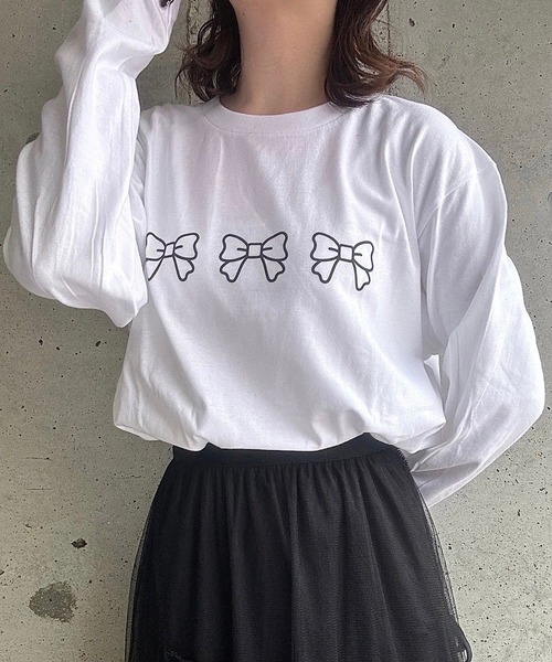 tunee(チュニー)の「バレエコアリボンロンT/長袖Tシャツ(hsyd)(Tシャツ/カットソー・レディース・ホワイト/ホワイト系その他・MEDIUM/LARGE)」の6枚目の写真
