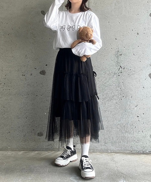 tunee(チュニー)の「バレエコアリボンロンT/長袖Tシャツ(hsyd)(Tシャツ/カットソー・レディース・ホワイト/ホワイト系その他・MEDIUM/LARGE)」の16枚目の写真