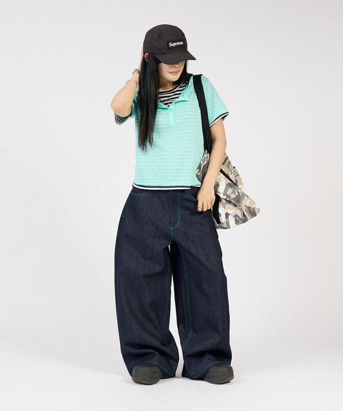 sedacle（セダクル）の「バイカラーパッチカーブパンツ（デニムパンツ・メンズ・ブラック×グリーン/インディゴブルー/ブラック×ゴールド/カーキ系1/ブラック×ピンク・SMALL/LARGE/MEDIUM）」の19枚目の写真