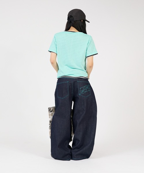 sedacle（セダクル）の「バイカラーパッチカーブパンツ（デニムパンツ・メンズ・ブラック×グリーン/インディゴブルー/ブラック×ゴールド/カーキ系1/ブラック×ピンク・SMALL/LARGE/MEDIUM）」の20枚目の写真