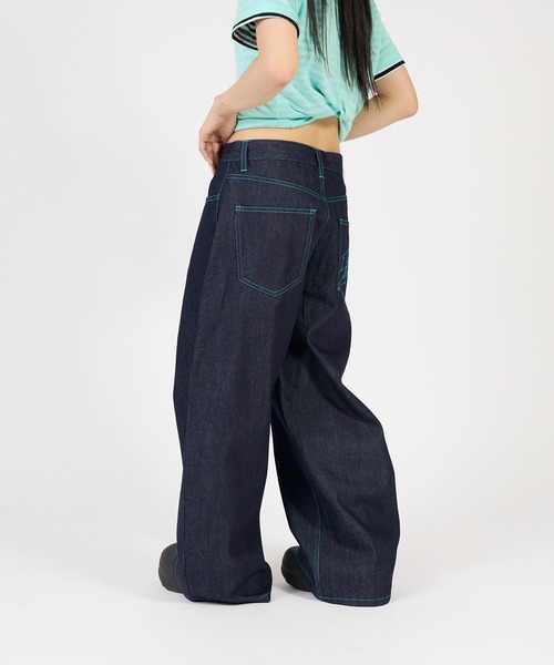 sedacle（セダクル）の「バイカラーパッチカーブパンツ（デニムパンツ・メンズ・ブラック×グリーン/インディゴブルー/ブラック×ゴールド/カーキ系1/ブラック×ピンク・SMALL/LARGE/MEDIUM）」の17枚目の写真