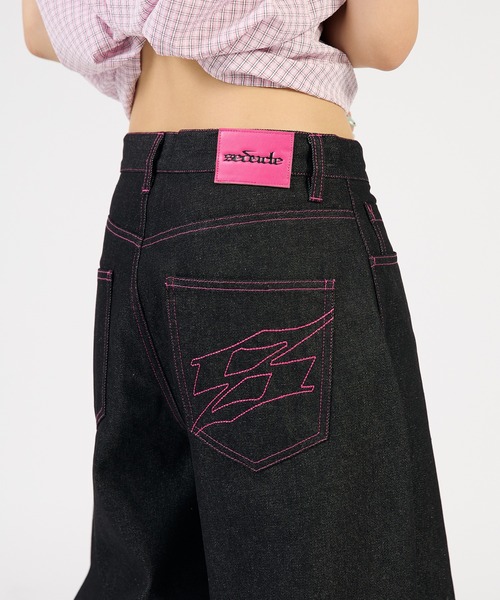 sedacle（セダクル）の「バイカラーパッチカーブパンツ（デニムパンツ・メンズ・ブラック×グリーン/インディゴブルー/ブラック×ゴールド/カーキ系1/ブラック×ピンク・SMALL/LARGE/MEDIUM）」の14枚目の写真
