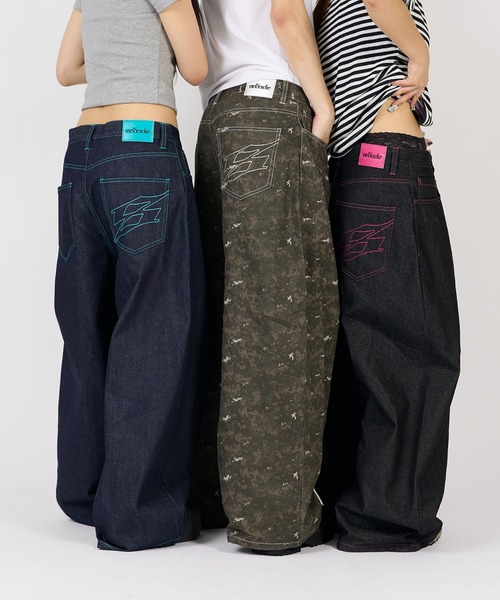 sedacle（セダクル）の「バイカラーパッチカーブパンツ（デニムパンツ・メンズ・ブラック×グリーン/インディゴブルー/ブラック×ゴールド/カーキ系1/ブラック×ピンク・SMALL/LARGE/MEDIUM）」の6枚目の写真
