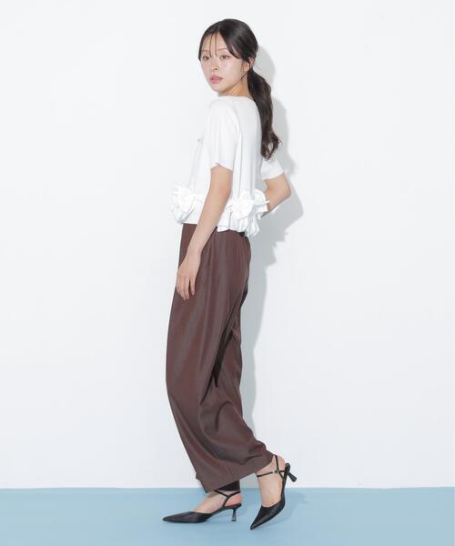 JILL by JILL STUART（ジルバイジルスチュアート）の「合皮ベルト付ワイドパンツ（その他パンツ・レディース・ブラウン/グレー・MEDIUM/SMALL）」の3枚目の写真