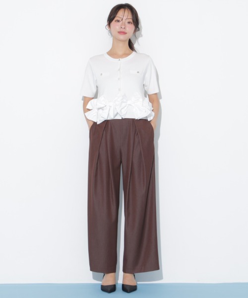 JILL by JILL STUART（ジルバイジルスチュアート）の「合皮ベルト付ワイドパンツ（その他パンツ・レディース・ブラウン/グレー・MEDIUM/SMALL）」の2枚目の写真