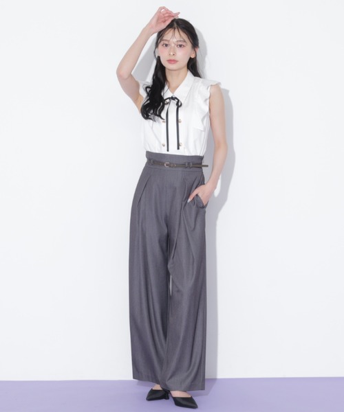 JILL by JILL STUART（ジルバイジルスチュアート）の「合皮ベルト付ワイドパンツ（その他パンツ・レディース・ブラウン/グレー・MEDIUM/SMALL）」の17枚目の写真