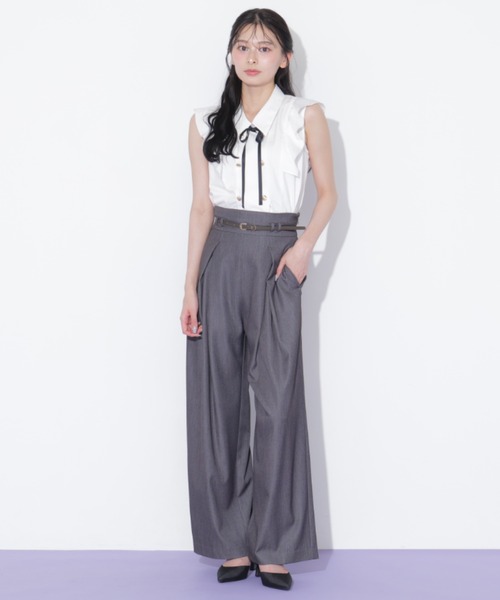 JILL by JILL STUART（ジルバイジルスチュアート）の「合皮ベルト付ワイドパンツ（その他パンツ・レディース・ブラウン/グレー・MEDIUM/SMALL）」の18枚目の写真