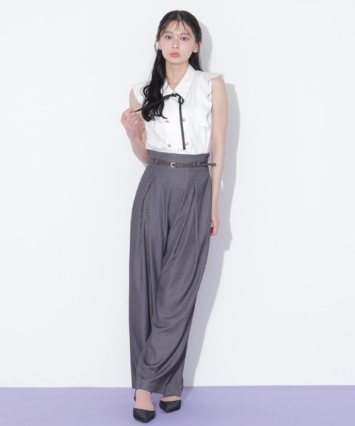JILL by JILL STUART（ジルバイジルスチュアート）の「合皮ベルト付ワイドパンツ（その他パンツ・レディース・ブラウン/グレー・MEDIUM/SMALL）」の19枚目の写真