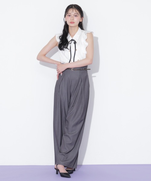 JILL by JILL STUART（ジルバイジルスチュアート）の「合皮ベルト付ワイドパンツ（その他パンツ・レディース・ブラウン/グレー・MEDIUM/SMALL）」の15枚目の写真