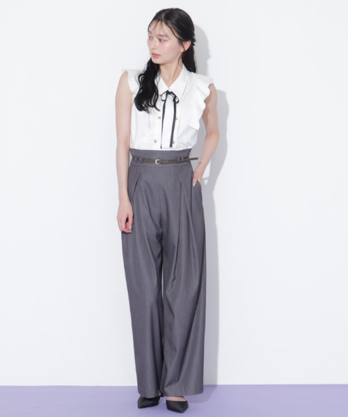 JILL by JILL STUART（ジルバイジルスチュアート）の「合皮ベルト付ワイドパンツ（その他パンツ・レディース・ブラウン/グレー・MEDIUM/SMALL）」の16枚目の写真