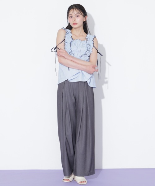 JILL by JILL STUART（ジルバイジルスチュアート）の「合皮ベルト付ワイドパンツ（その他パンツ・レディース・ブラウン/グレー・MEDIUM/SMALL）」の12枚目の写真