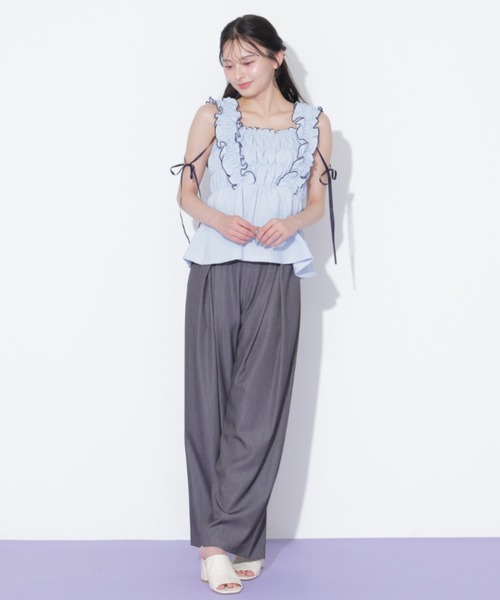 JILL by JILL STUART（ジルバイジルスチュアート）の「合皮ベルト付ワイドパンツ（その他パンツ・レディース・ブラウン/グレー・MEDIUM/SMALL）」の13枚目の写真