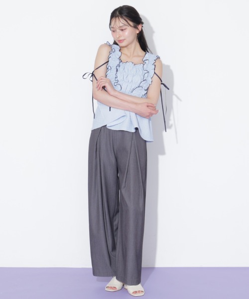 JILL by JILL STUART（ジルバイジルスチュアート）の「合皮ベルト付ワイドパンツ（その他パンツ・レディース・ブラウン/グレー・MEDIUM/SMALL）」の11枚目の写真
