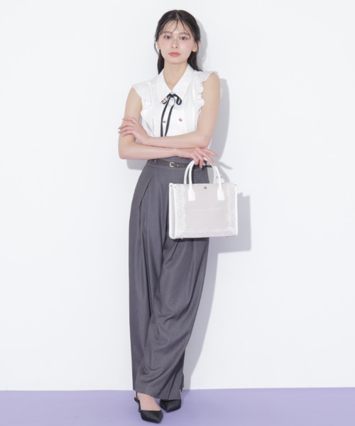 JILL by JILL STUART（ジルバイジルスチュアート）の「合皮ベルト付ワイドパンツ（その他パンツ・レディース・ブラウン/グレー・MEDIUM/SMALL）」の20枚目の写真