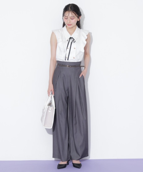 JILL by JILL STUART（ジルバイジルスチュアート）の「合皮ベルト付ワイドパンツ（その他パンツ・レディース・ブラウン/グレー・MEDIUM/SMALL）」の21枚目の写真