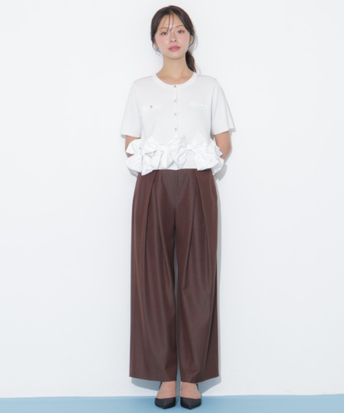 JILL by JILL STUART（ジルバイジルスチュアート）の「合皮ベルト付ワイドパンツ（その他パンツ・レディース・ブラウン/グレー・MEDIUM/SMALL）」の14枚目の写真