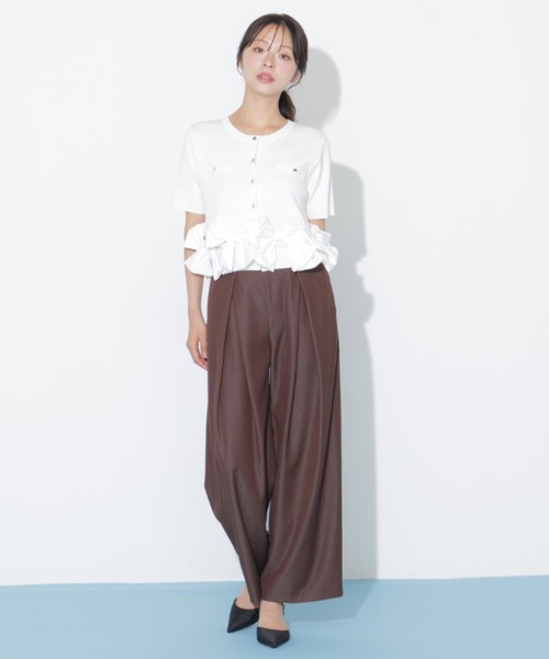 JILL by JILL STUART（ジルバイジルスチュアート）の「合皮ベルト付ワイドパンツ（その他パンツ・レディース・ブラウン/グレー・MEDIUM/SMALL）」の15枚目の写真
