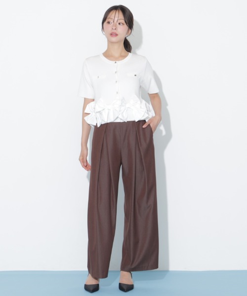 JILL by JILL STUART（ジルバイジルスチュアート）の「合皮ベルト付ワイドパンツ（その他パンツ・レディース・ブラウン/グレー・MEDIUM/SMALL）」の16枚目の写真