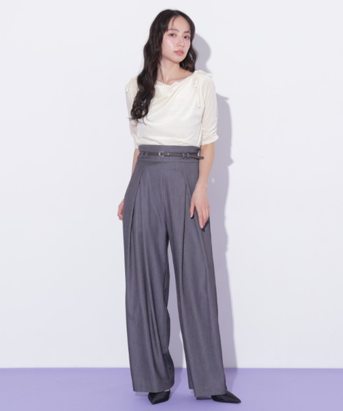 JILL by JILL STUART（ジルバイジルスチュアート）の「合皮ベルト付ワイドパンツ（その他パンツ・レディース・ブラウン/グレー・MEDIUM/SMALL）」の20枚目の写真