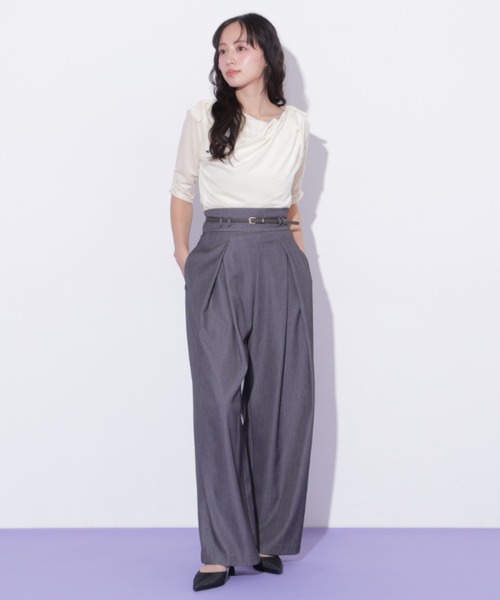 JILL by JILL STUART（ジルバイジルスチュアート）の「合皮ベルト付ワイドパンツ（その他パンツ・レディース・ブラウン/グレー・MEDIUM/SMALL）」の21枚目の写真