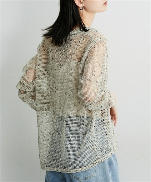 nissen(ニッセン)の「フィッシュネットポロトップス(Tシャツ/カットソー・レディース・ブラック/アイボリー・L/M)」の5枚目の写真