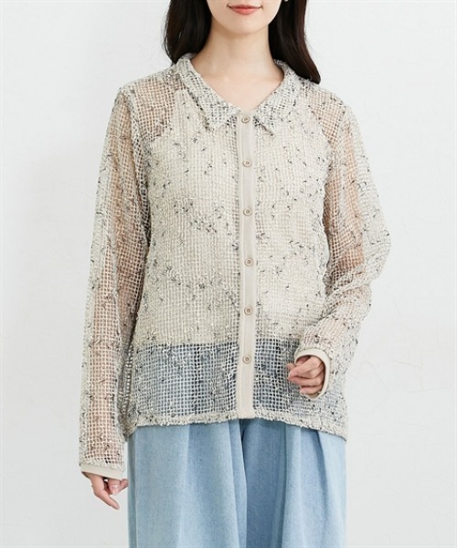 nissen(ニッセン)の「フィッシュネットポロトップス(Tシャツ/カットソー・レディース・ブラック/アイボリー・L/M)」の17枚目の写真