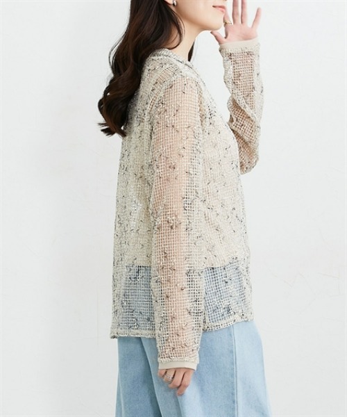 nissen(ニッセン)の「フィッシュネットポロトップス(Tシャツ/カットソー・レディース・ブラック/アイボリー・L/M)」の18枚目の写真