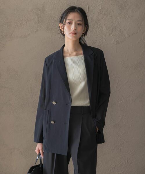 URBAN RESEARCH ROSSO WOMEN(アーバンリサーチ ロッソ)の「メモリーネットライトジャケット(その他アウター・レディース・ベージュ系その他/ブラック・FREE)」の2枚目の写真
