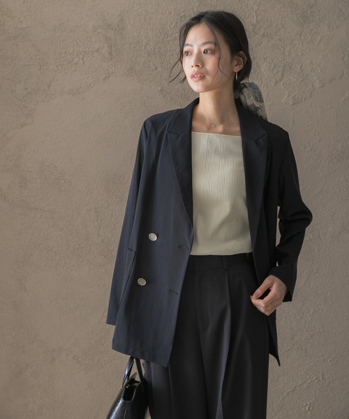 URBAN RESEARCH ROSSO WOMEN(アーバンリサーチ ロッソ)の「メモリーネットライトジャケット(テーラードジャケット・レディース・ベージュ系その他/ブラック・FREE)」の3枚目の写真