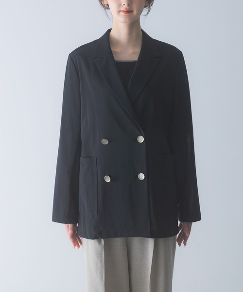 URBAN RESEARCH ROSSO WOMEN(アーバンリサーチ ロッソ)の「メモリーネットライトジャケット(テーラードジャケット・レディース・ベージュ系その他/ブラック・FREE)」の7枚目の写真