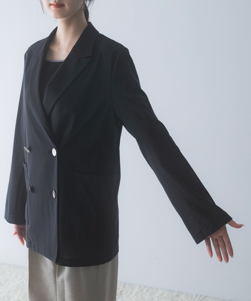 URBAN RESEARCH ROSSO WOMEN(アーバンリサーチ ロッソ)の「メモリーネットライトジャケット(テーラードジャケット・レディース・ベージュ系その他/ブラック・FREE)」の10枚目の写真