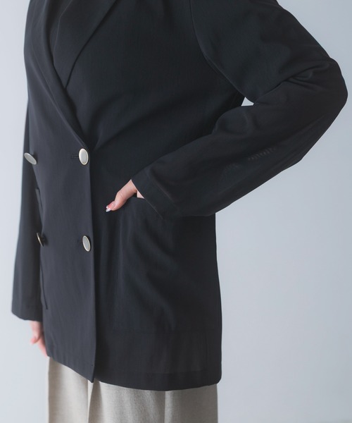URBAN RESEARCH ROSSO WOMEN(アーバンリサーチ ロッソ)の「メモリーネットライトジャケット(テーラードジャケット・レディース・ベージュ系その他/ブラック・FREE)」の11枚目の写真