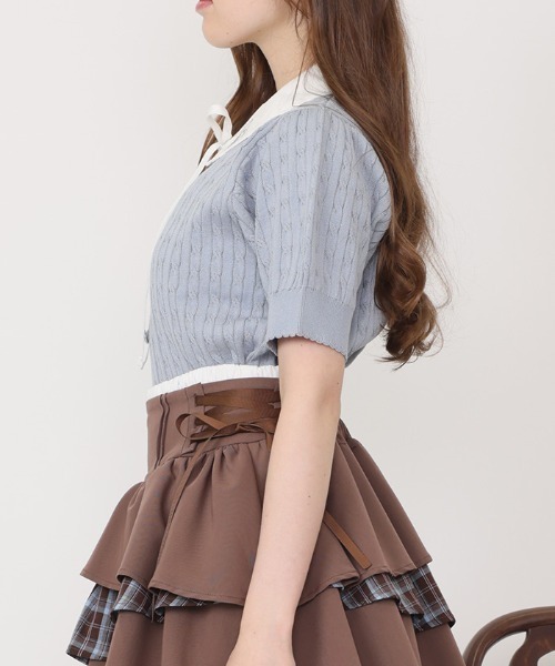 axes femme POETIQUE(アクシーズファムポエティック)の「うさぎ刺繍襟付きニットプルオーバー(ニット/セーター・レディース・ホワイト/サックスブルー/ワイン・MEDIUM)」の5枚目の写真