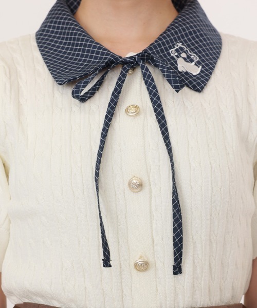 axes femme POETIQUE(アクシーズファムポエティック)の「うさぎ刺繍襟付きニットプルオーバー(ニット/セーター・レディース・ホワイト/サックスブルー/ワイン・MEDIUM)」の10枚目の写真