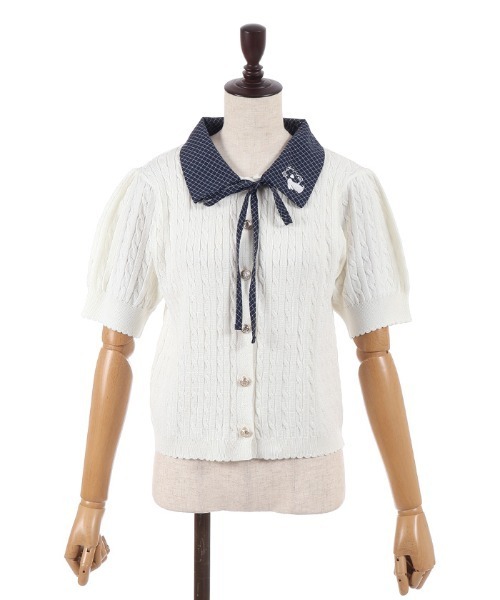 axes femme POETIQUE(アクシーズファムポエティック)の「うさぎ刺繍襟付きニットプルオーバー(ニット/セーター・レディース・ホワイト/サックスブルー/ワイン・MEDIUM)」の14枚目の写真