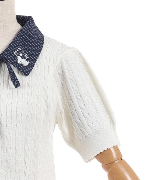 axes femme POETIQUE(アクシーズファムポエティック)の「うさぎ刺繍襟付きニットプルオーバー(ニット/セーター・レディース・ホワイト/サックスブルー/ワイン・MEDIUM)」の21枚目の写真