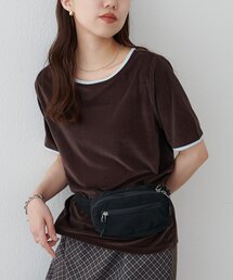 ベロアバイカラー半袖プルオーバー