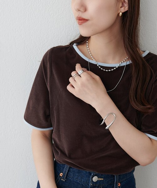 DISCOAT(ディスコート)の「ベロアバイカラー半袖プルオーバー(Tシャツ/カットソー・レディース・オレンジ系その他/アイボリー/ブラウン・FREE)」の21枚目の写真