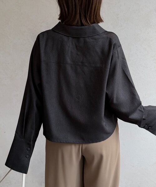 Thevon(ゼボン)の「シアー切替デニムライクショートシャツ(シャツ/ブラウス・レディース・インディゴブルー/ブラック・FREE)」の5枚目の写真