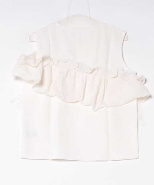 NYLAUS(ナイラス)の「【SG】3WAY フリルトップス ノースリーブ Tシャツ 異素材(Tシャツ/カットソー・レディース・ブラック/オフホワイト・M)」の3枚目の写真