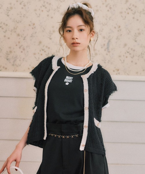 MARY QUANT(マリークワント)の「【MARY QUANT×VIS】配色フリンジベスト(ベスト・レディース・ブラック/オフホワイト・FREE)」の3枚目の写真