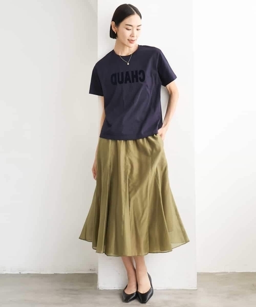 MICHEL KLEIN(ミッシェル・クラン)の「フロッキーロゴTシャツ(Tシャツ/カットソー・レディース・パープル/アイボリー/ネイビー・38)」の13枚目の写真