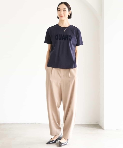 MICHEL KLEIN(ミッシェル・クラン)の「フロッキーロゴTシャツ(Tシャツ/カットソー・レディース・パープル/アイボリー/ネイビー・38)」の14枚目の写真