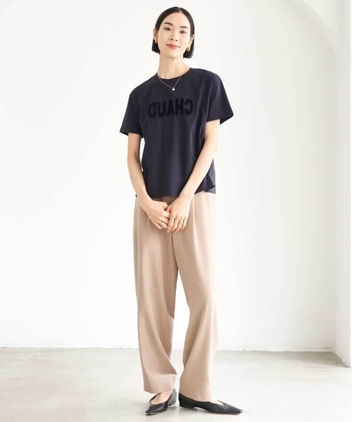 MICHEL KLEIN(ミッシェル・クラン)の「フロッキーロゴTシャツ(Tシャツ/カットソー・レディース・パープル/アイボリー/ネイビー・38)」の15枚目の写真
