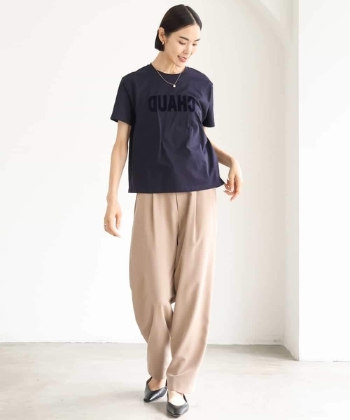MICHEL KLEIN(ミッシェル・クラン)の「フロッキーロゴTシャツ(Tシャツ/カットソー・レディース・パープル/アイボリー/ネイビー・38)」の16枚目の写真