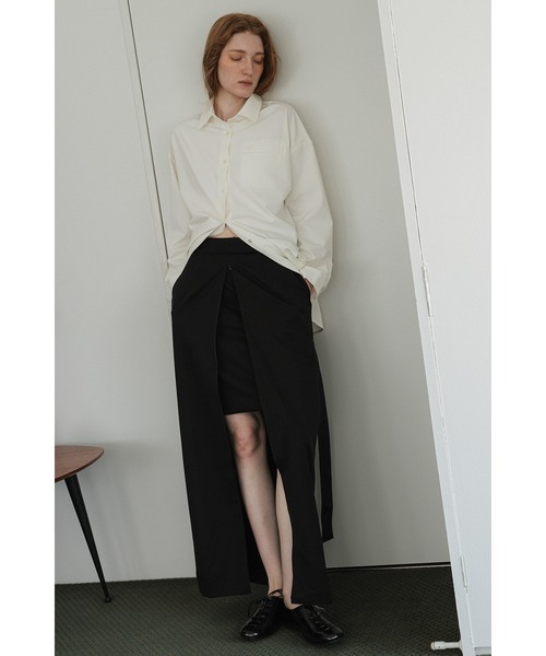 tento(テント)の「Front-Zip Slit Maxi Skirt(スカート・レディース・グレー/ブラック・38/36)」の1枚目の写真