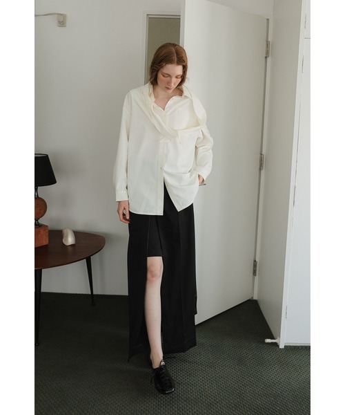tento(テント)の「Front-Zip Slit Maxi Skirt(スカート・レディース・グレー/ブラック・38/36)」の8枚目の写真