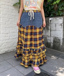 【HELLO.SANFRANCISCO/ハローサンフランシスコ】ラメデニムチェックリメイクスカート