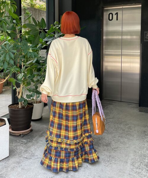 HELLO.SANFRANCISCO（ハローサンフランシスコ）の「【HELLO.SANFRANCISCO/ハローサンフランシスコ】ラメデニムチェックリメイクスカート（スカート・レディース・イエロー/グレー・ONE SIZE）」の19枚目の写真